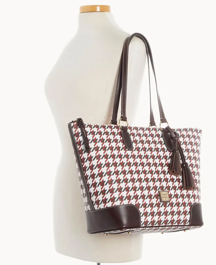 Dooney and Bourke Totes Houndstooth Career Tote Brick 8211 WomenMen