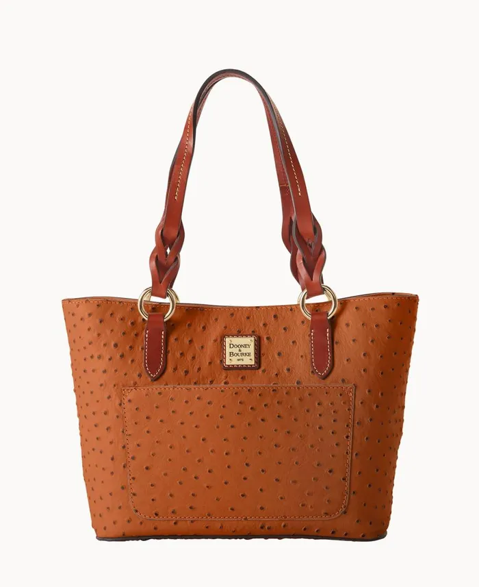 Dooney and Bourke Totes Ostrich Small Gretchen Tote Caramel 8211 WomenMen