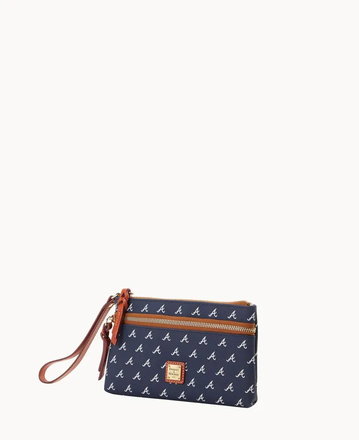 Dooney and Bourke Wallets MLB Braves Double Zip Wristlet Braves 8211 WomenMen