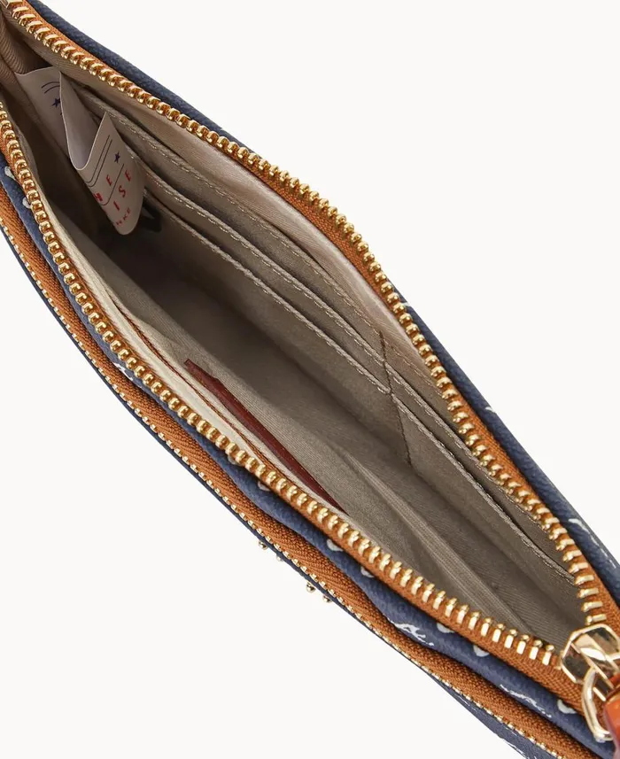 Dooney and Bourke Wallets MLB Braves Double Zip Wristlet Braves 8211 WomenMen