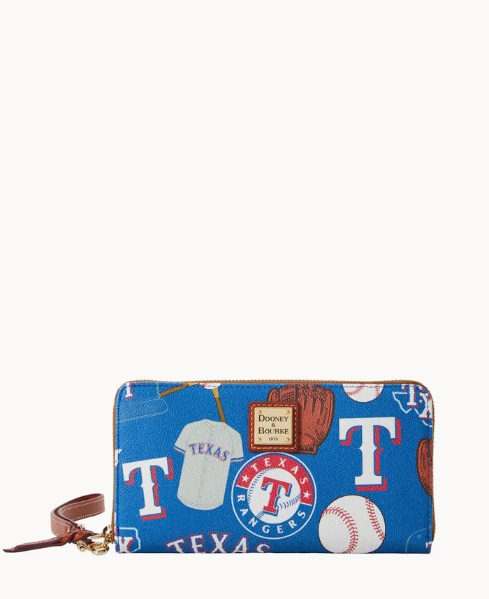 Dooney and Bourke Wallets MLB Rangers Large Zip Around Wristlet Rangers 8211 WomenMen