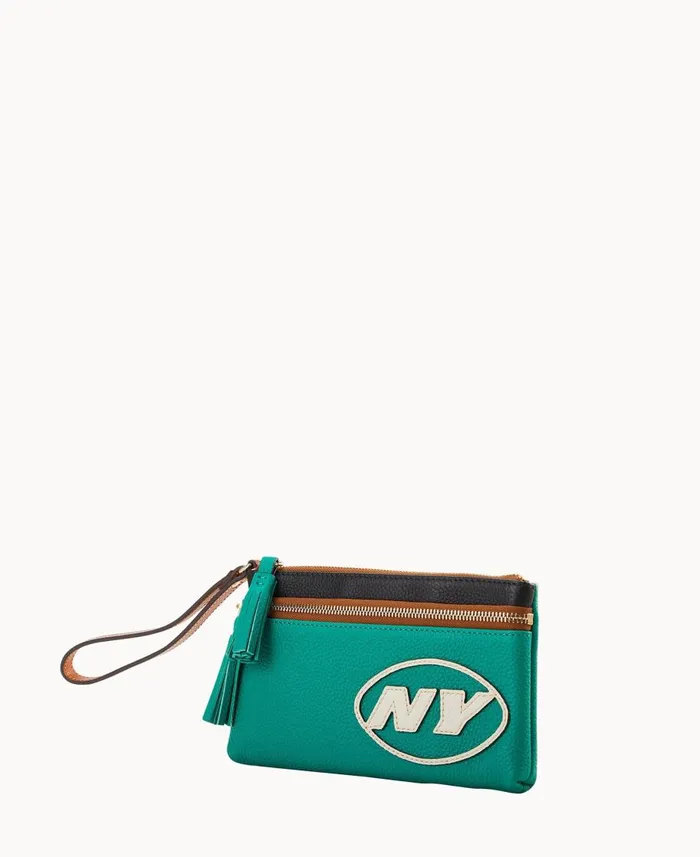 Dooney and Bourke Wallets NFL Jets Double Zip Wristlet Jets 8211 WomenMen