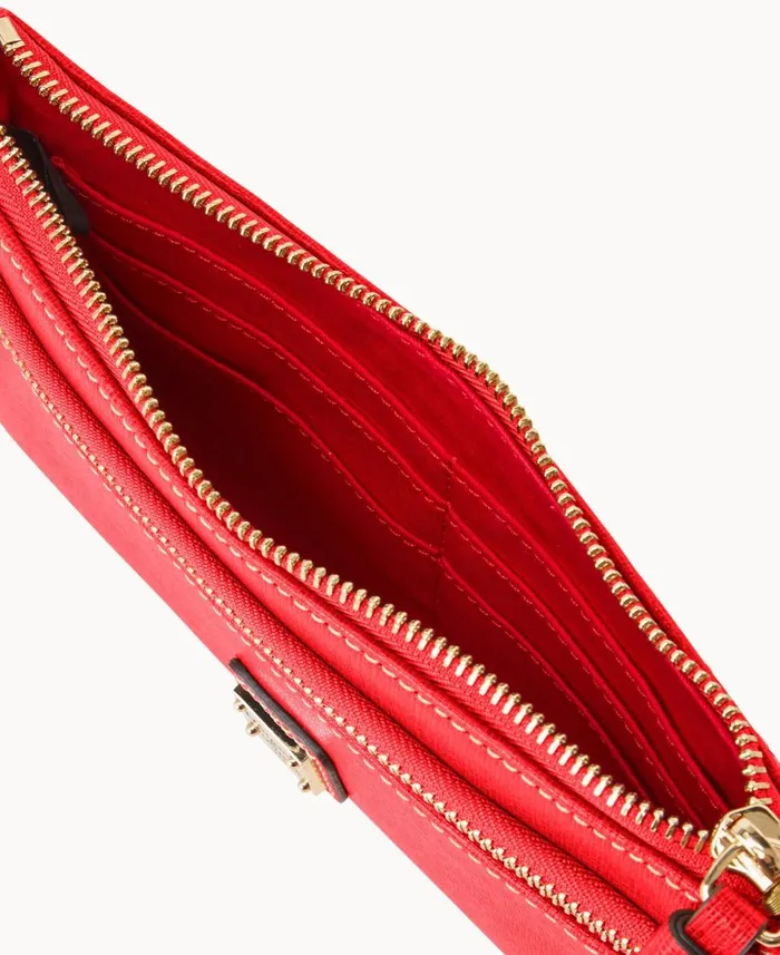 Dooney and Bourke Wallets Saffiano Double Zip Wristlet Tomato 8211 WomenMen