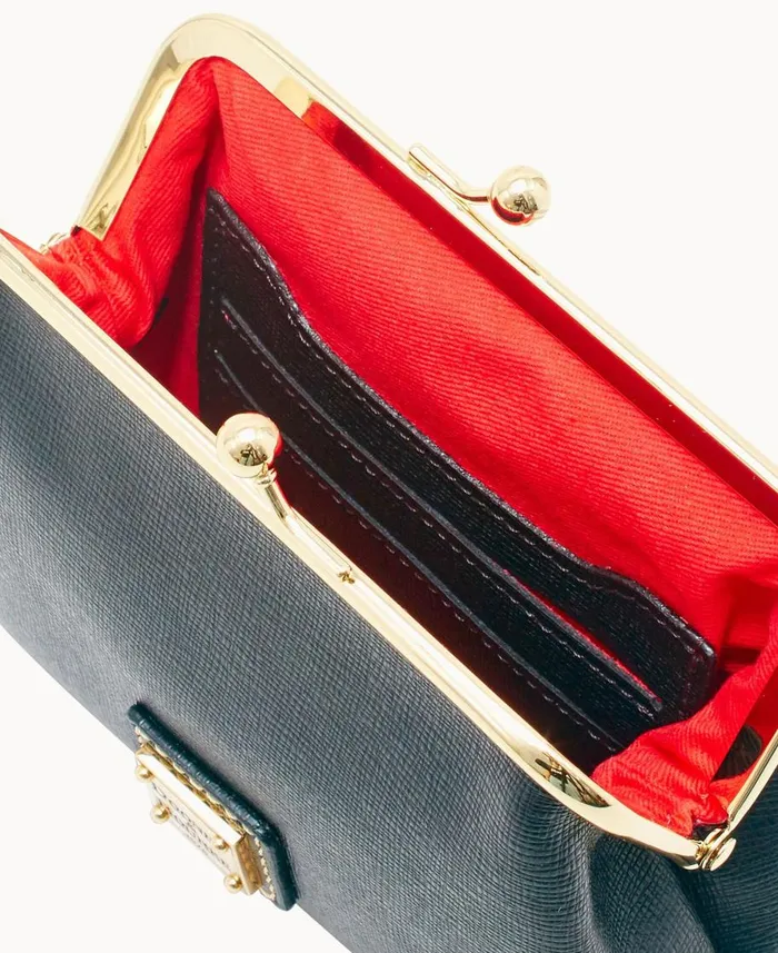 Dooney and Bourke Wallets Saffiano Large Framed Purse Black 8211 WomenMen