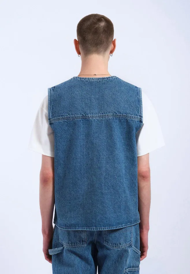 Dr Denim Outerwear Women Denver Worker Vest 8211 Stream Sky Retro Contrast Stream Sky Retro Contrast