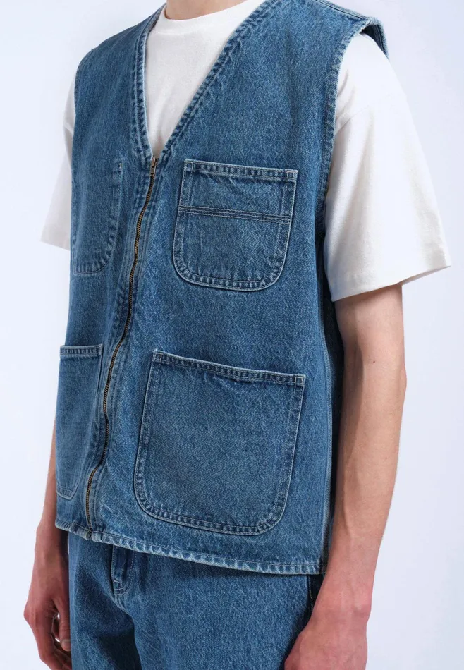 Dr Denim Outerwear Women Denver Worker Vest 8211 Stream Sky Retro Contrast Stream Sky Retro Contrast