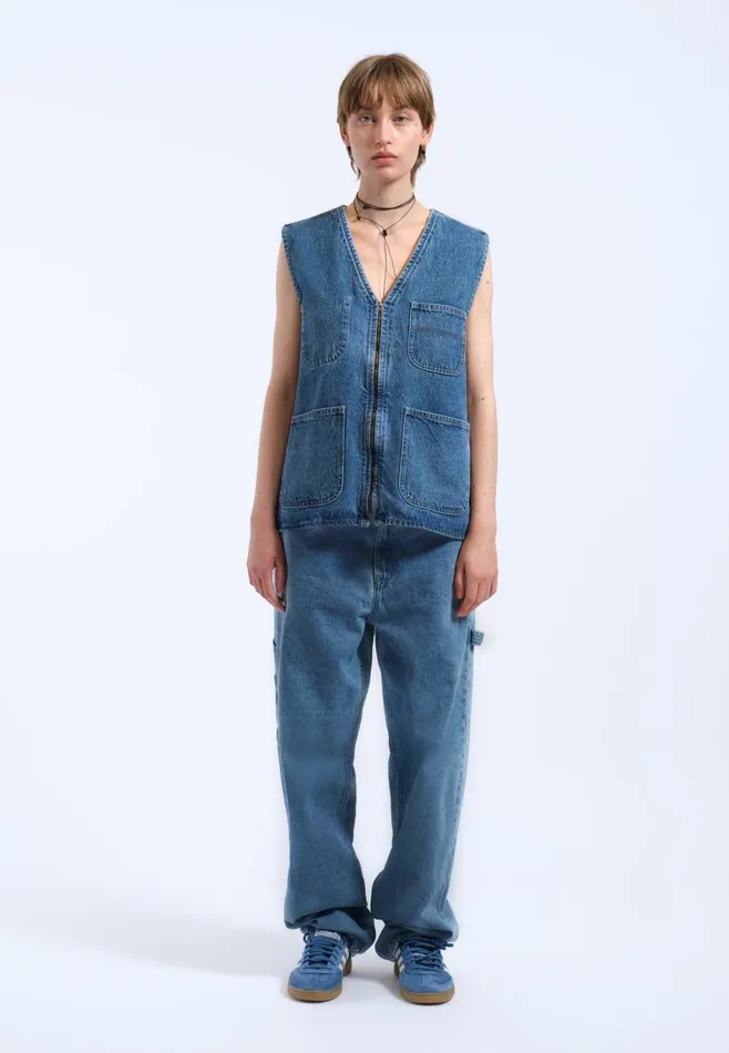 Dr Denim Outerwear Women Denver Worker Vest 8211 Stream Sky Retro Contrast Stream Sky Retro Contrast