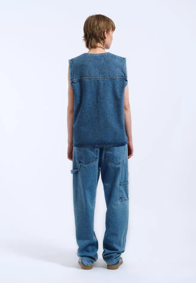 Dr Denim Outerwear Women Denver Worker Vest 8211 Stream Sky Retro Contrast Stream Sky Retro Contrast