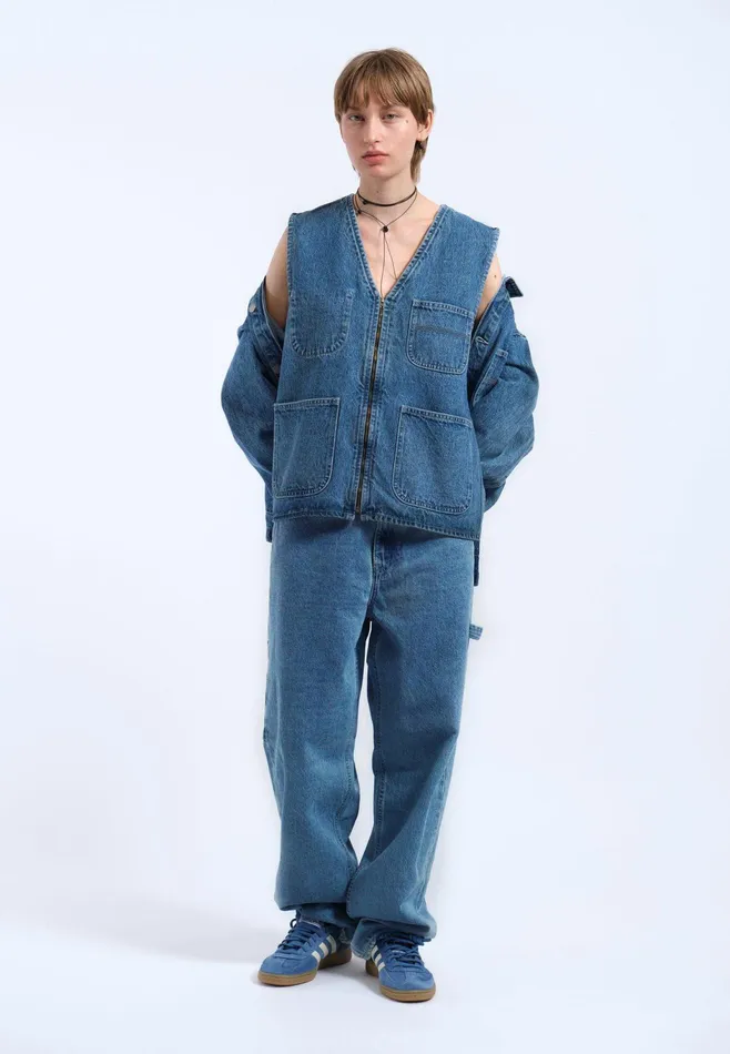 Dr Denim Outerwear Women Denver Worker Vest 8211 Stream Sky Retro Contrast Stream Sky Retro Contrast