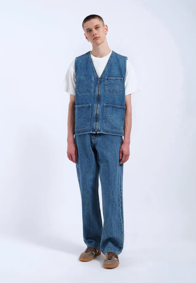 Dr Denim Outerwear Women Denver Worker Vest 8211 Stream Sky Retro Contrast Stream Sky Retro Contrast