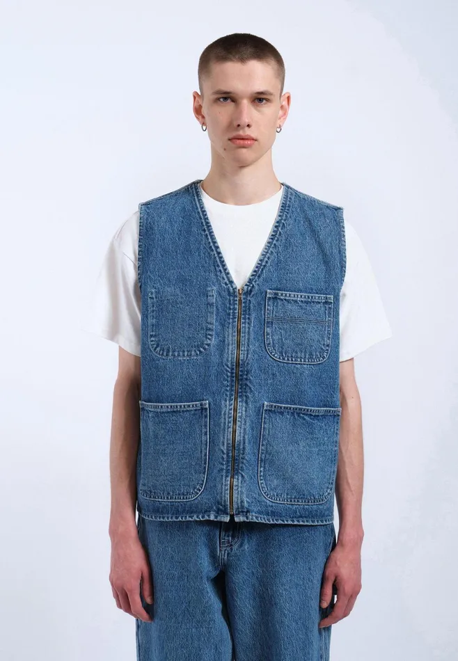 Dr Denim Outerwear Women Denver Worker Vest 8211 Stream Sky Retro Contrast Stream Sky Retro Contrast