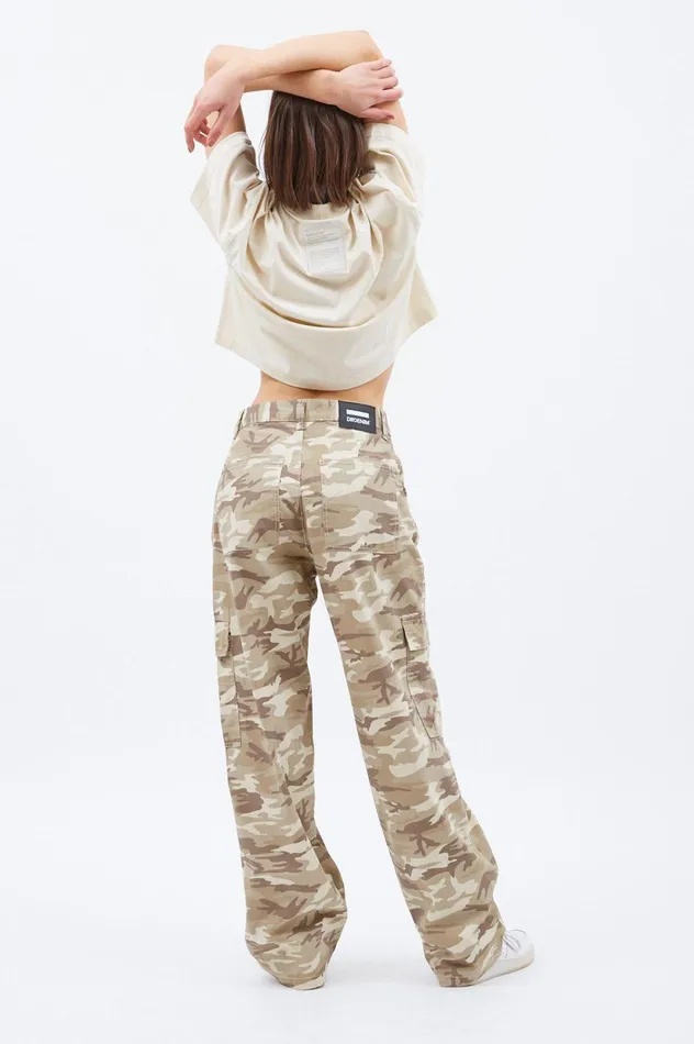 Dr Denim Pants Women Donna Cargo Pants 8211 Taupe Camo Taupe Camo