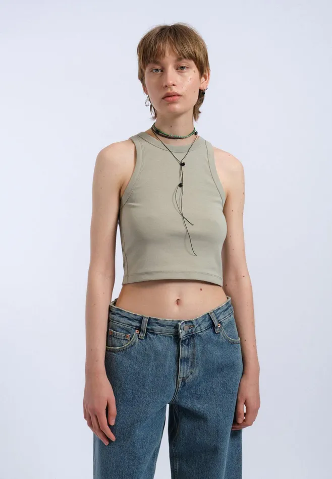 Dr Denim Tees and Tanks Women Bey Crop Top 8211 Seagrass Seagrass