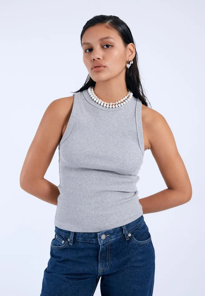 Dr Denim Tees and Tanks Women Etta Top 8211 Grey Melange Grey Melange