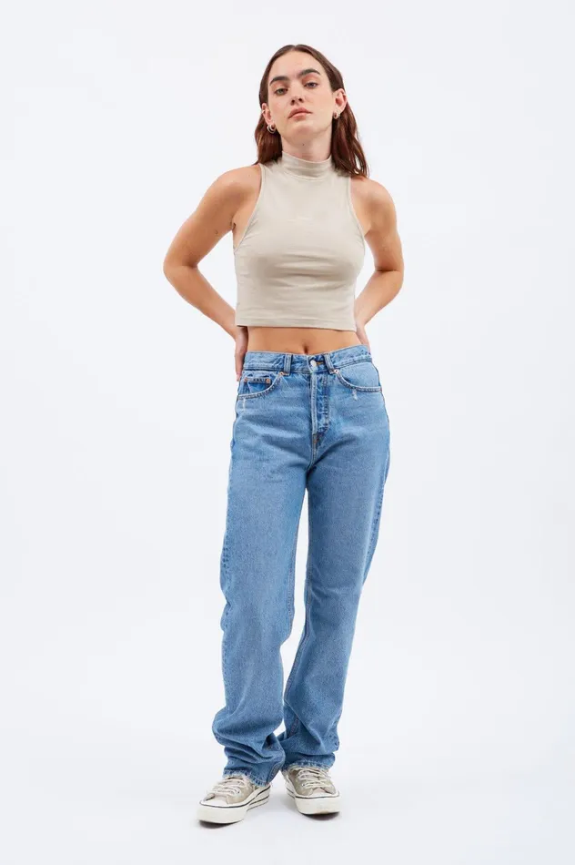 Dr Denim Tees and Tanks Women Ilse Top 8211 Pale Taupe Wordmark Pale Taupe Wordmark
