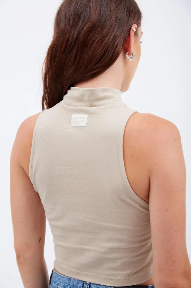 Dr Denim Tees and Tanks Women Ilse Top 8211 Pale Taupe Wordmark Pale Taupe Wordmark