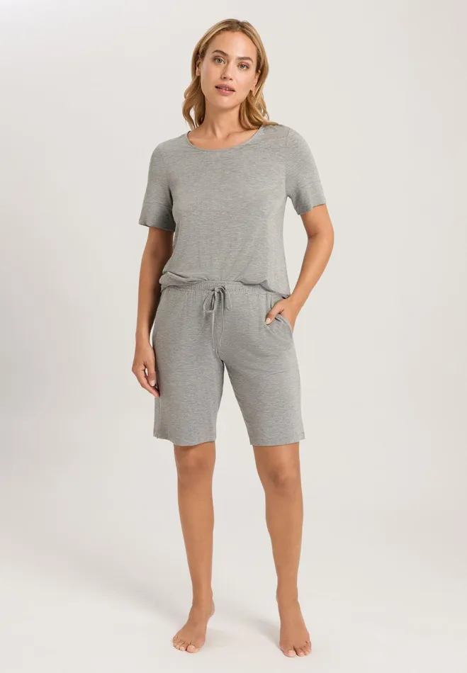Drawstring Lounge Shorts Grey Melange Women HANRO Pajama Bottoms