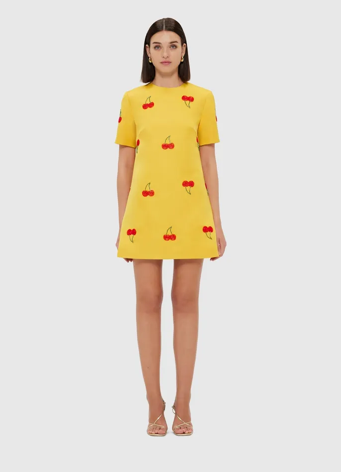 Dresses and Jumpsuits Alexa Embellished TShirt Mini Dress 8211 Cherry Beading 8211 LEO LIN Women