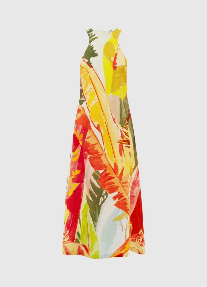 Dresses and Jumpsuits Giselle Racer Neck Midi Dress 8211 Rainforest Print LEO LIN Women