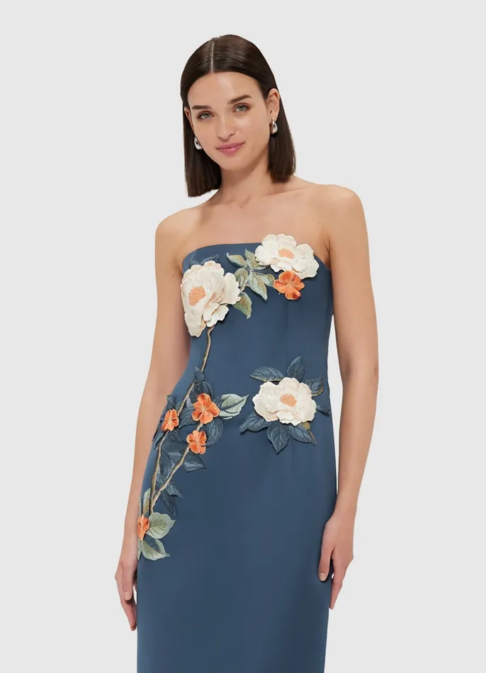 Dresses and Jumpsuits Rayna Appliqu Floral Bustier Maxi Dress 8211 Pear Blossom LEO LIN Women