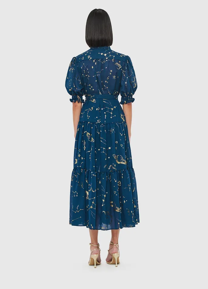 Dresses and Jumpsuits Women LEO LIN Ellie Bishop Sleeve Midi Dress 8211 Celestial Print