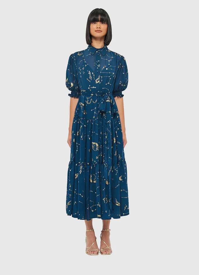 Dresses and Jumpsuits Women LEO LIN Ellie Bishop Sleeve Midi Dress 8211 Celestial Print