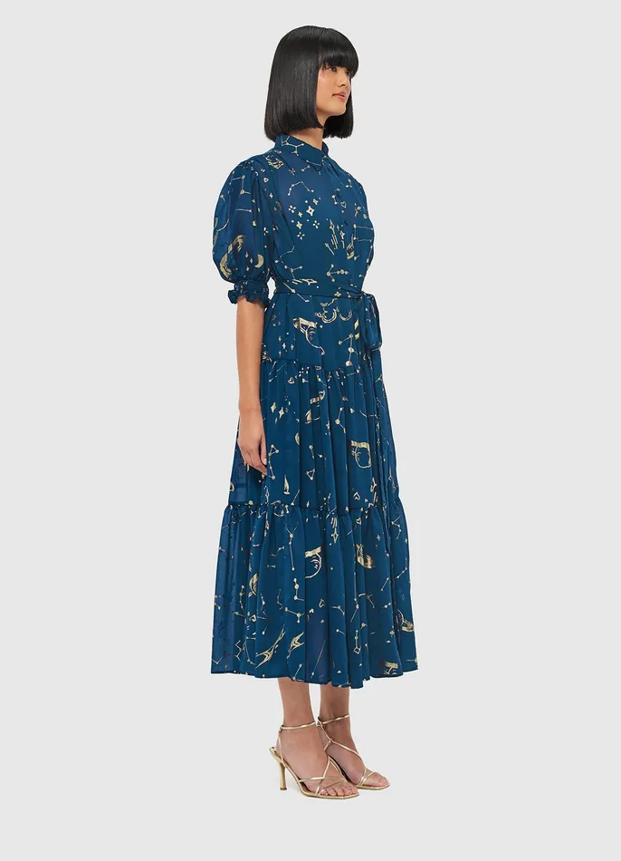 Dresses and Jumpsuits Women LEO LIN Ellie Bishop Sleeve Midi Dress 8211 Celestial Print