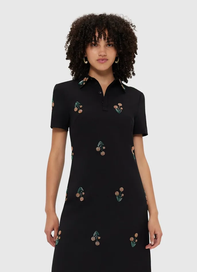 Dresses and Jumpsuits Women Nadene Embellished Shirt Midi Dress 8211 Wildflower Beading LEO LIN