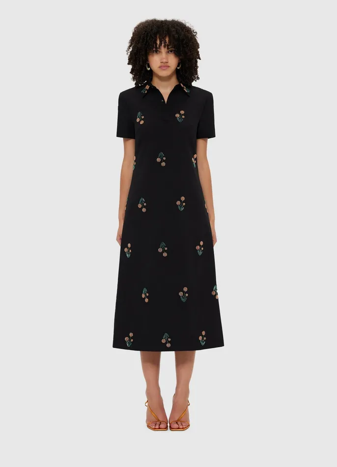 Dresses and Jumpsuits Women Nadene Embellished Shirt Midi Dress 8211 Wildflower Beading LEO LIN