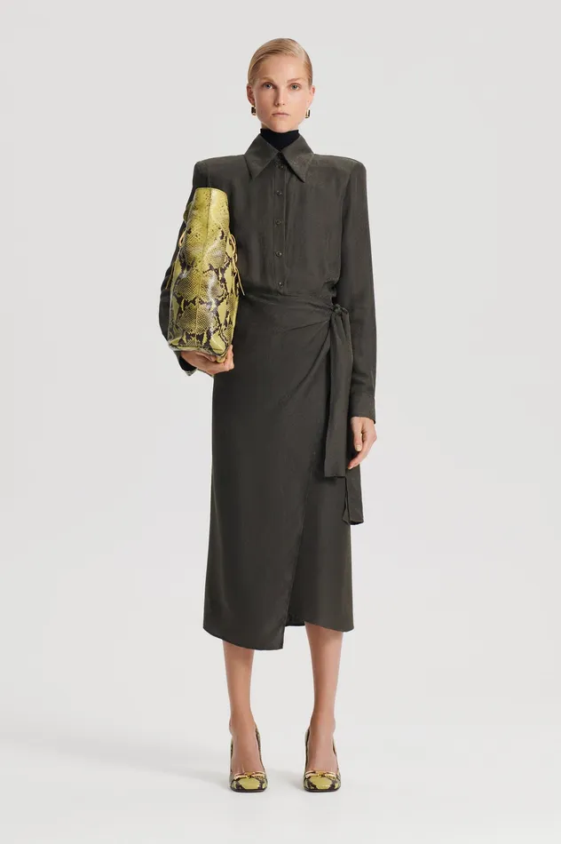Dresses Scanlan Theodore Women SILK JAQUARD WRAP DRESS JUNGLE