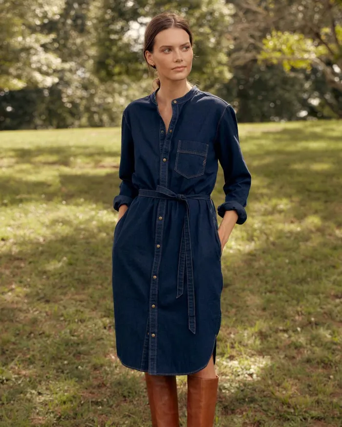 Dresses Women Billy Reid Shoals Denim Shirttail Dress Double Dye