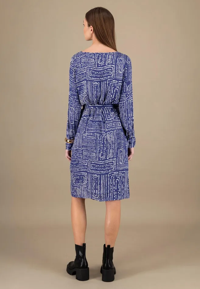 Dresses Women FYNCHHATTON Long Dress With All overprint And Waist Belt Blue Purple