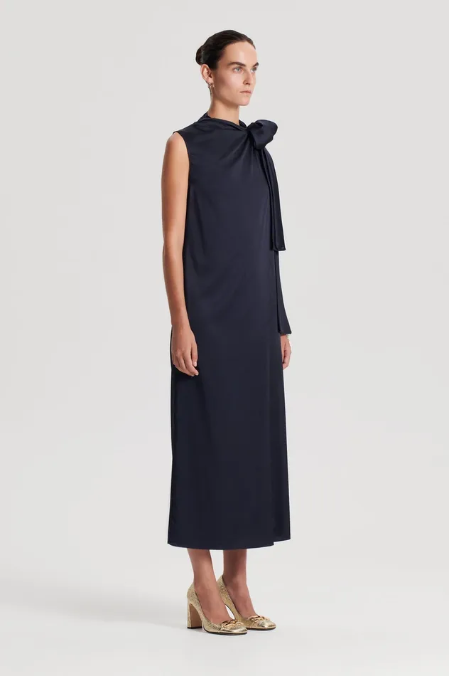 Dresses Women Scanlan Theodore SILK CRAVAT DRESS NAVY Dresses Women Scanlan Theodore SILK CRAVAT DRESS NAVY