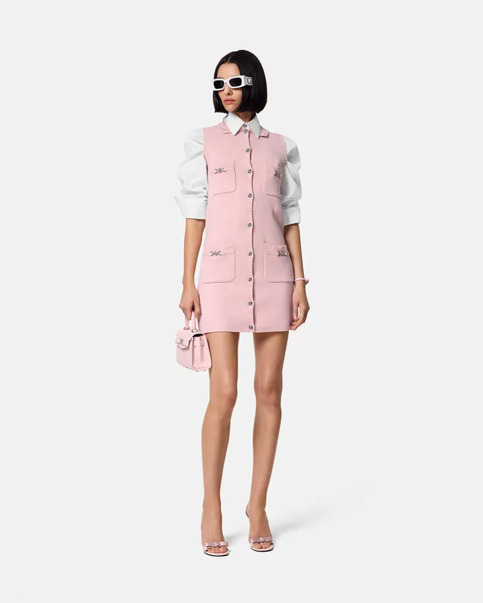 Dresses Women Versace CashmereBlend Shift Knit Mini Dress Light Pink