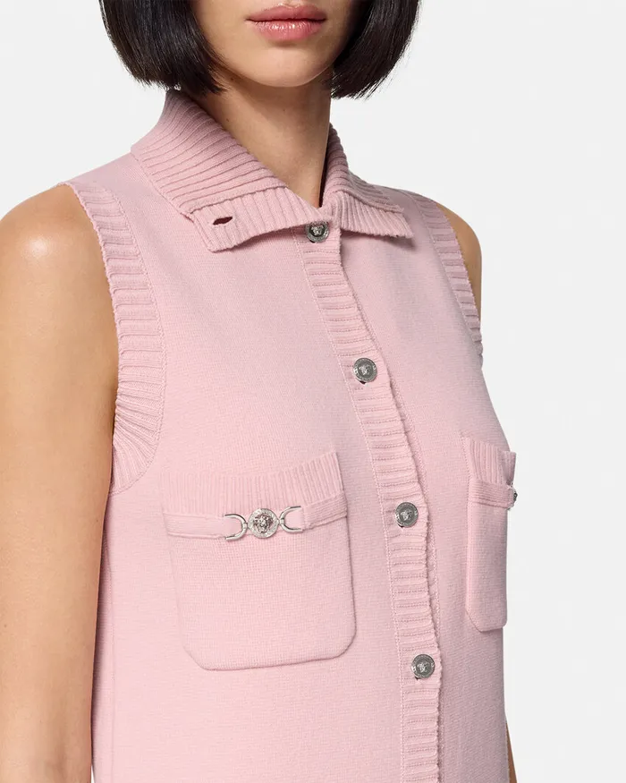 Dresses Women Versace CashmereBlend Shift Knit Mini Dress Light Pink