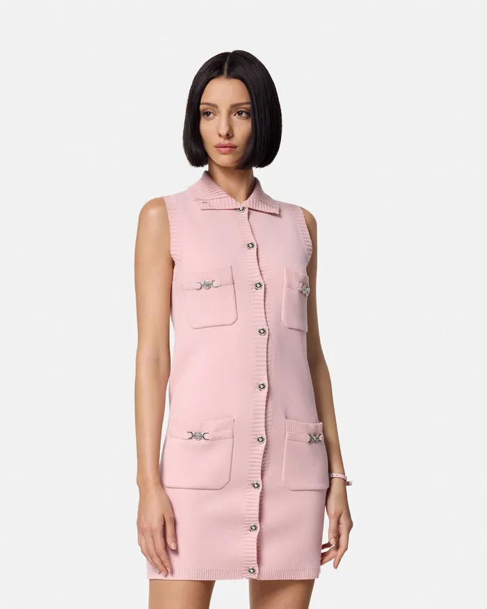 Dresses Women Versace CashmereBlend Shift Knit Mini Dress Light Pink