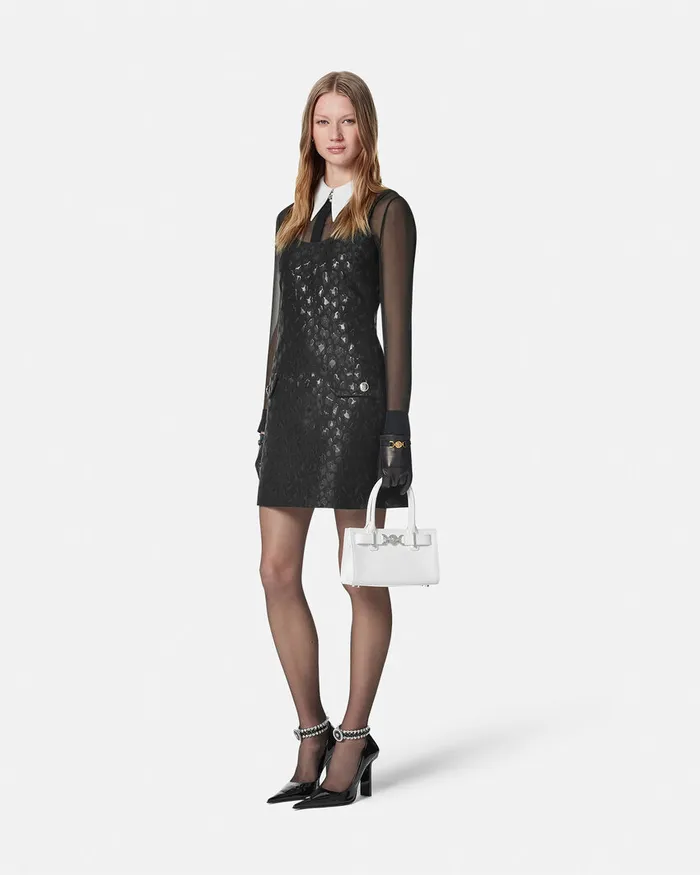 Dresses Women Versace Leopard Jacquard Scoop Mini Dress Black