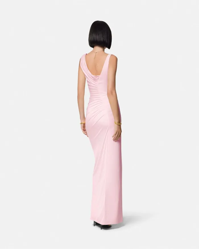 Dresses Women Versace Medusa 03995 Draped Gown Light Pink
