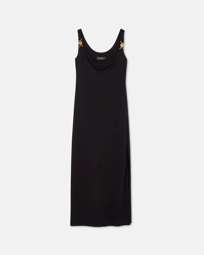 Dresses Women Versace Medusa 03995 Long Dress Black