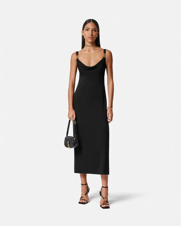 Dresses Women Versace Medusa 03995 Long Dress Black