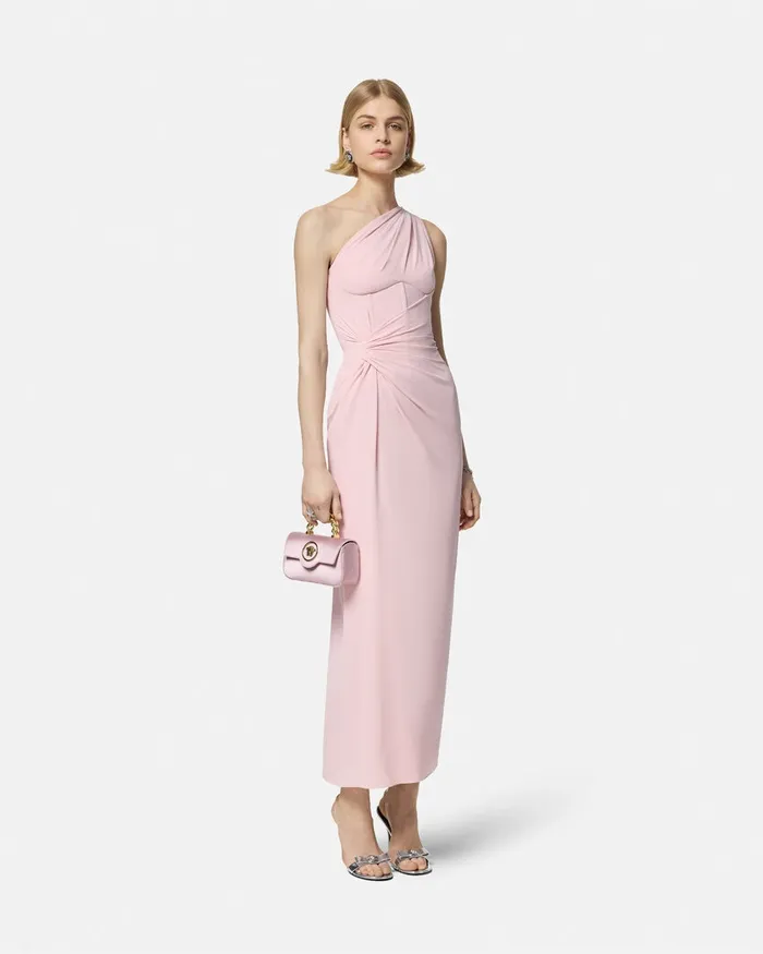 Dresses Women Versace OneShoulder Silk Georgette Gown Light Pink
