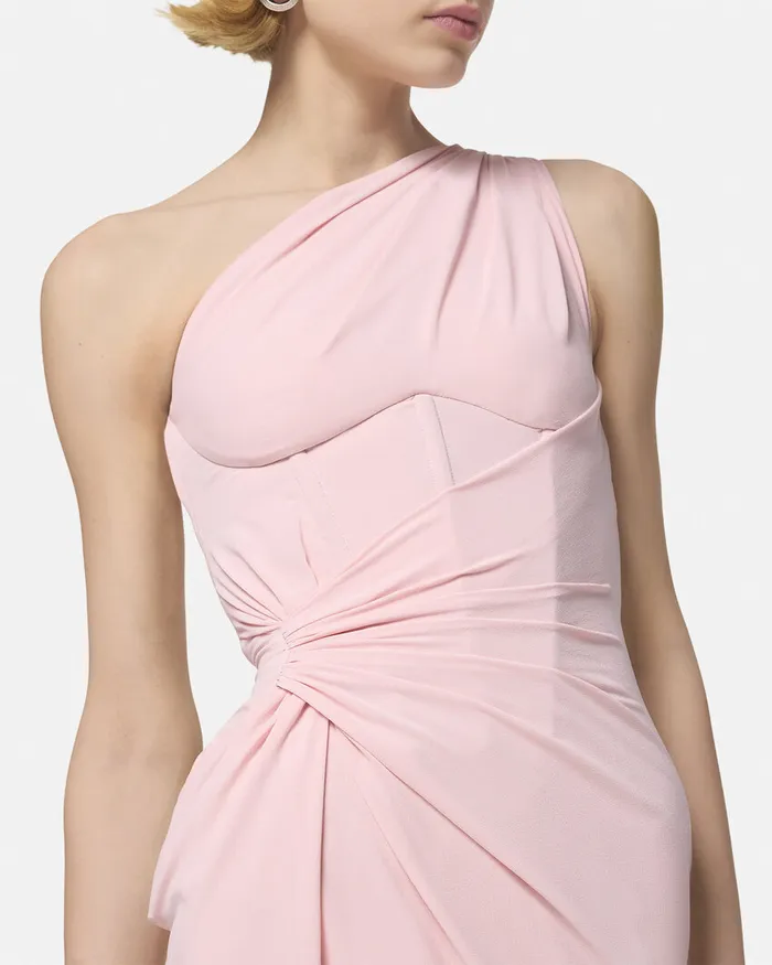 Dresses Women Versace OneShoulder Silk Georgette Gown Light Pink