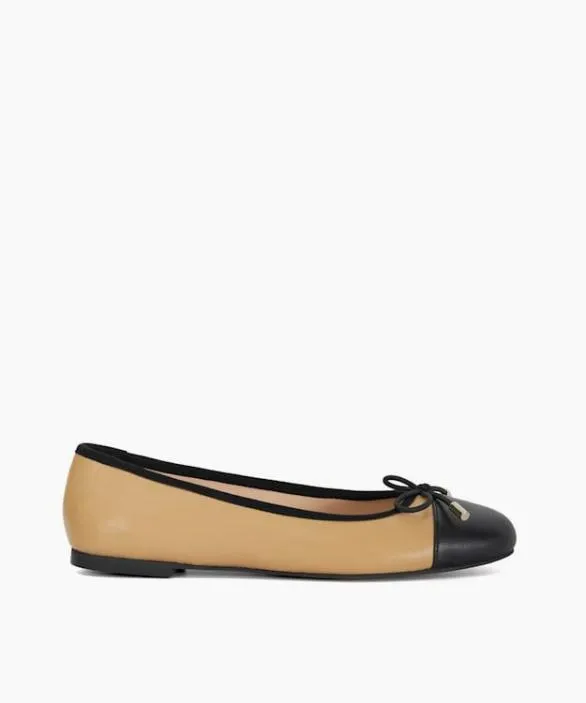 Dune London Ballet Pumps Women Highest Camel Toe Cap Ballet Pump Brown