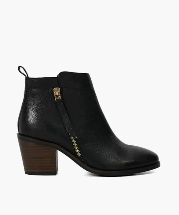 Dune London Black Boots Women Paicing Black Block Heel Side Zip Boots Black