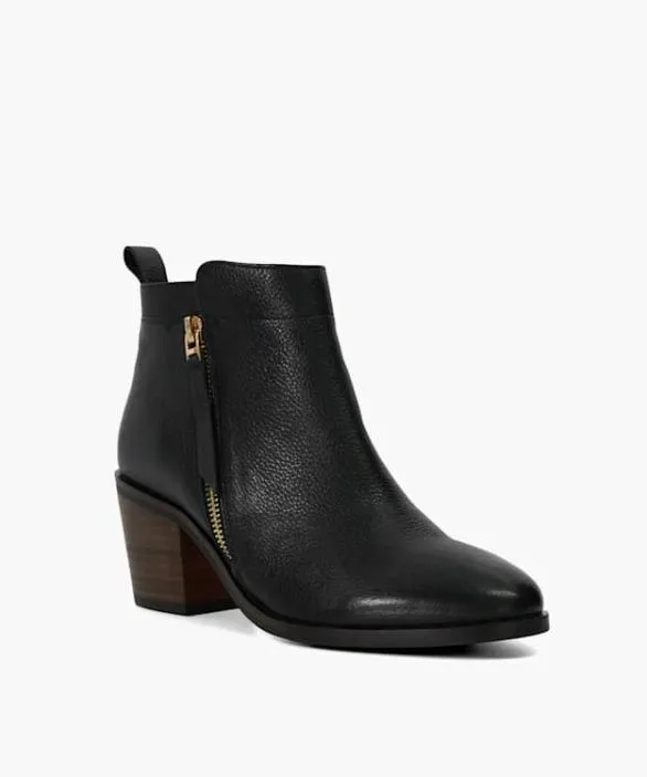 Dune London Black Boots Women Paicing Black Block Heel Side Zip Boots Black