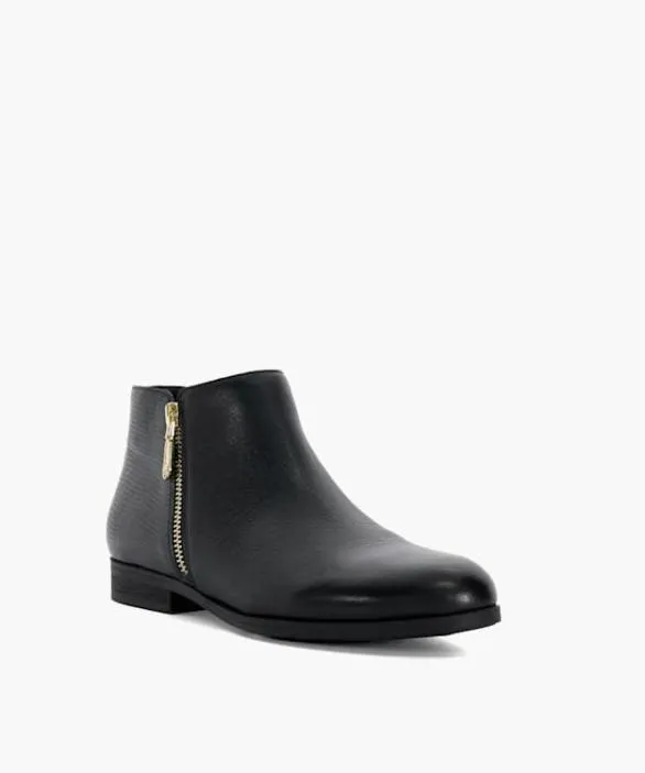 Dune London Black Boots Women Pandias Black Croc Effect Detail Low Heel Boots Black