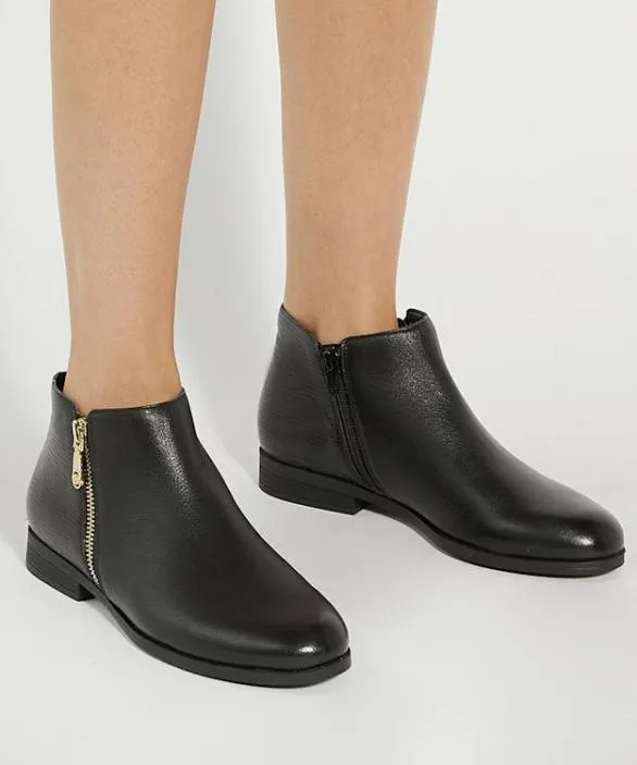 Dune London Black Boots Women Pandias Black Croc Effect Detail Low Heel Boots Black