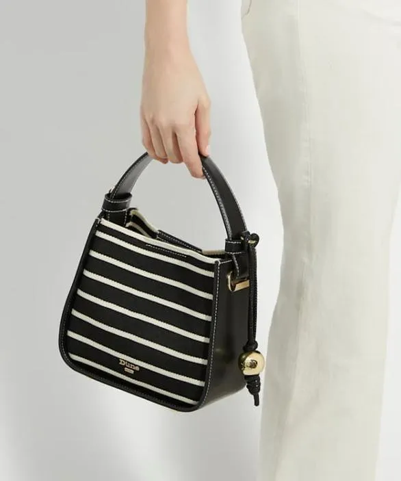 Dune London Black Handbags Women Daniella Black Monochrome Stripe Shoulder Bag Black