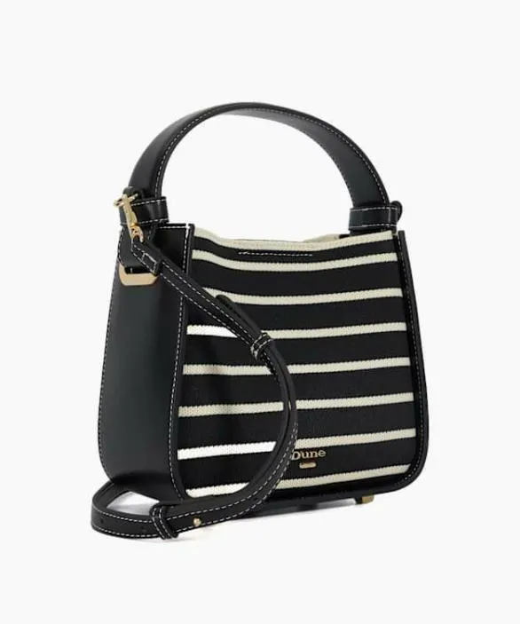 Dune London Black Handbags Women Daniella Black Monochrome Stripe Shoulder Bag Black
