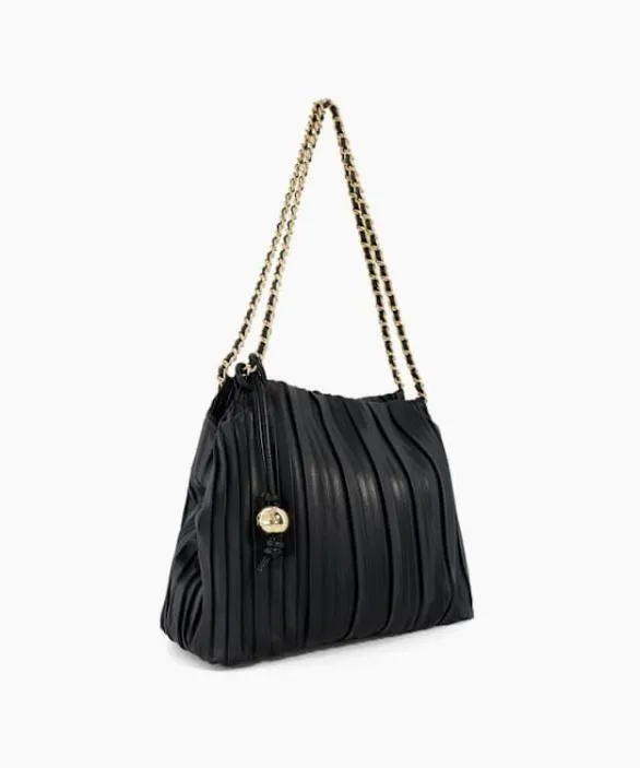 Dune London Black Handbags Women Dominic Black Pleated Chain Handle Bag Black